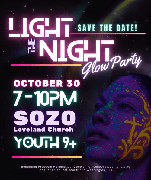 Light the Night Glow Party — youth event, October 30, 7 to 10PM
